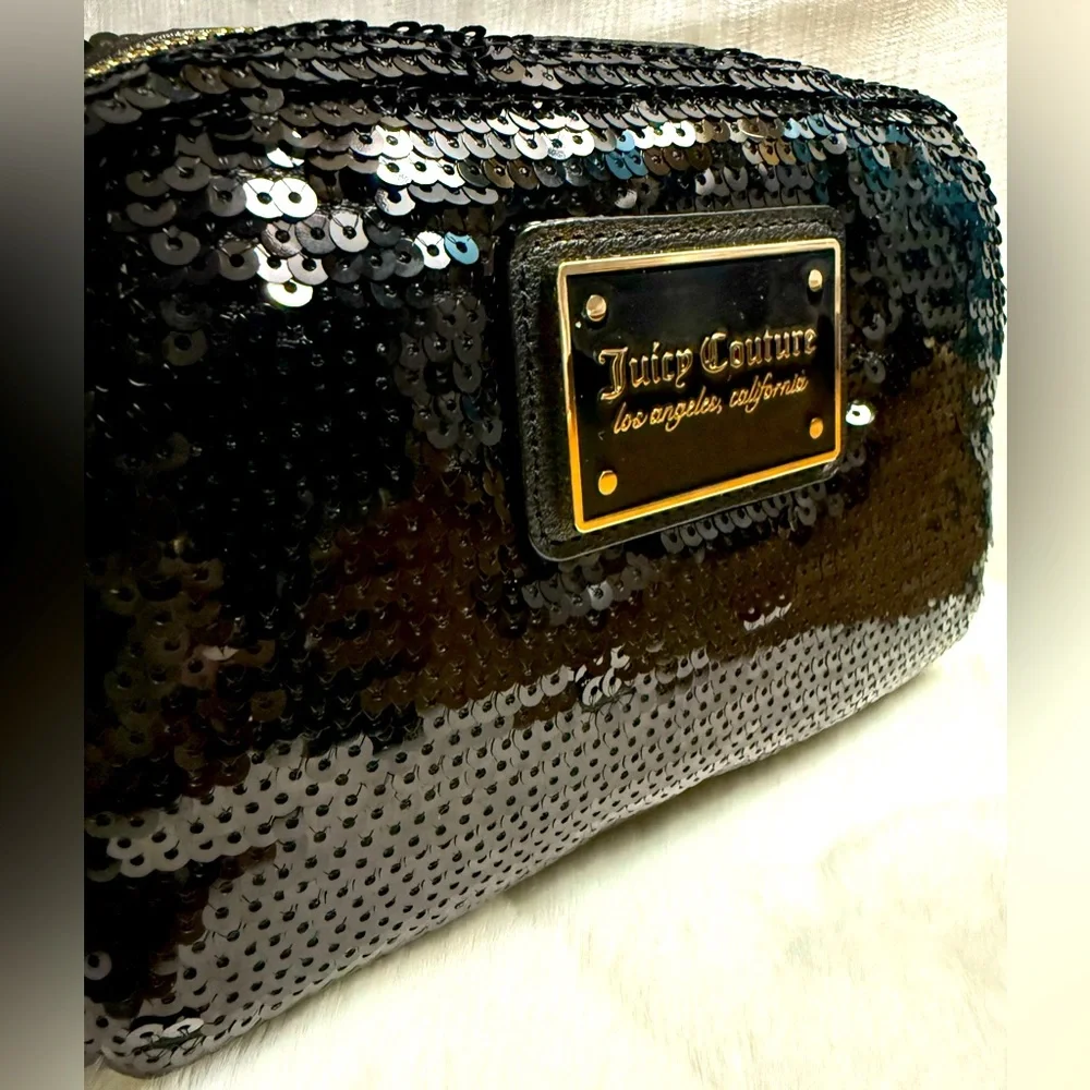 NEW Juicy Couture Black Sequin Puffy Crossbody Bag
